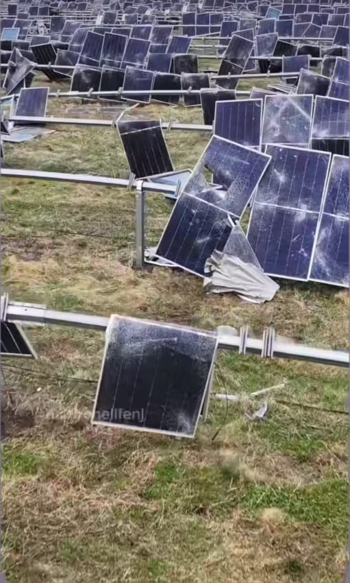 Damaged solar panels