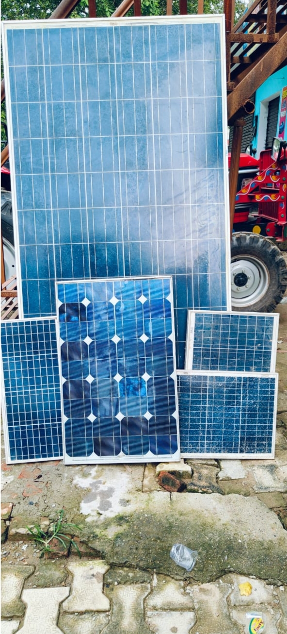 Damaged solar panel close-up