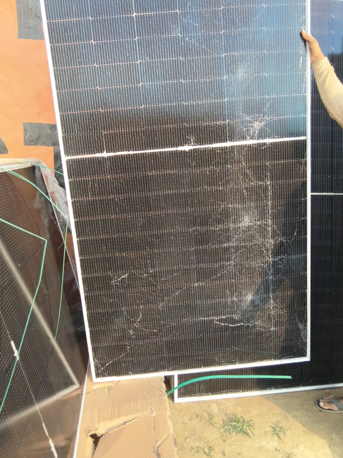 Broken and cracked solar panels