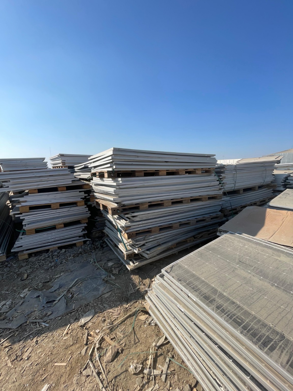Large damaged solar panel lot