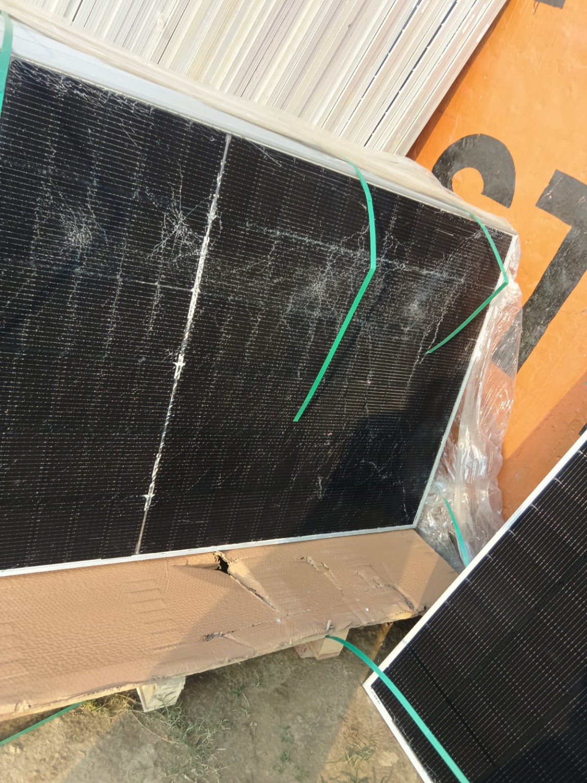 Cracked and damaged solar module